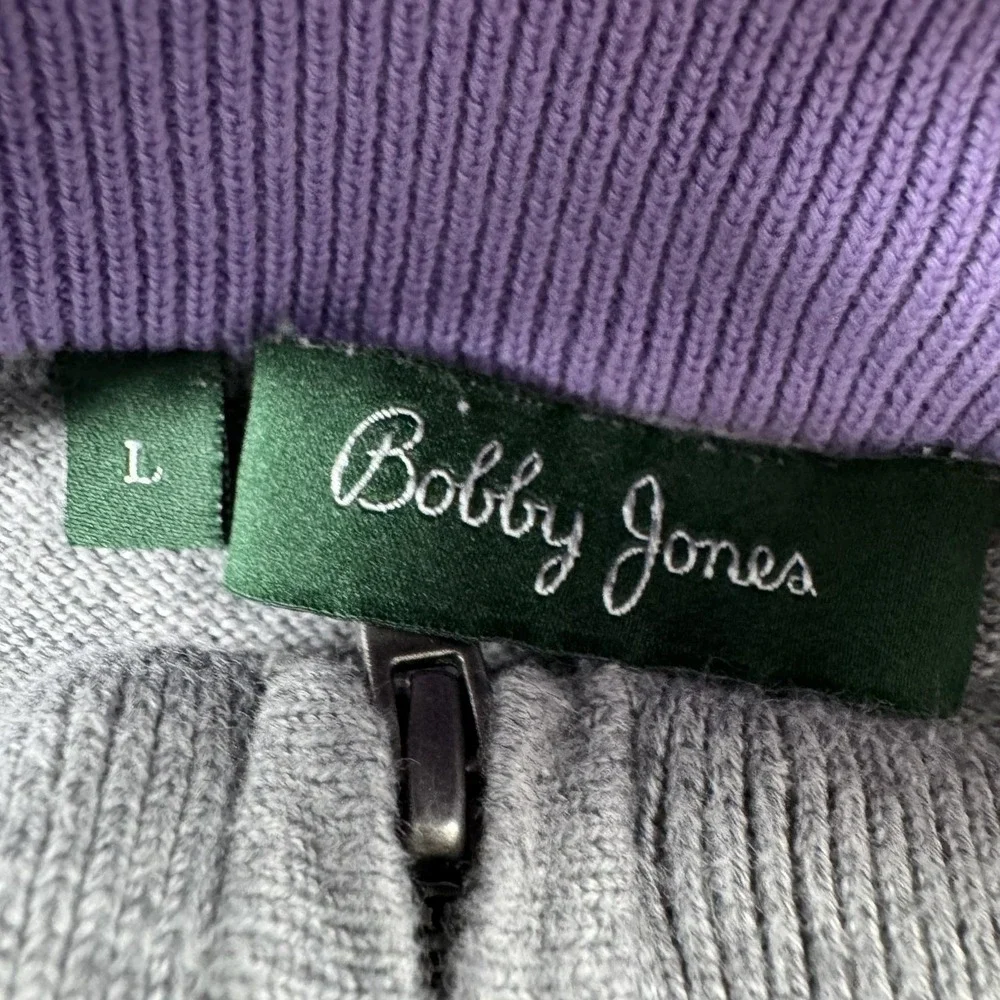 Bobby Jones Sweater Vest Mens Large Gray Quarter Zip‎ Argyle Pima Cotton Golf